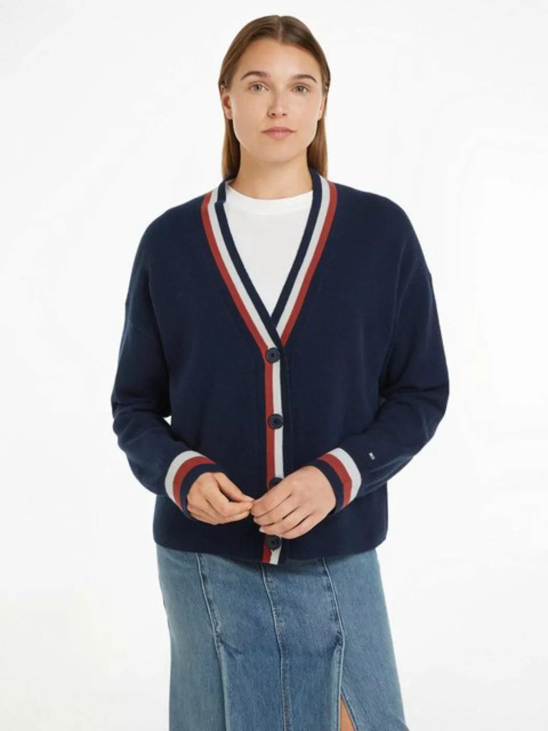 Tommy Hilfiger Strickjacke GLOBAL STP WOOL CASH CARDIGAN (Global Serie TH W günstig online kaufen