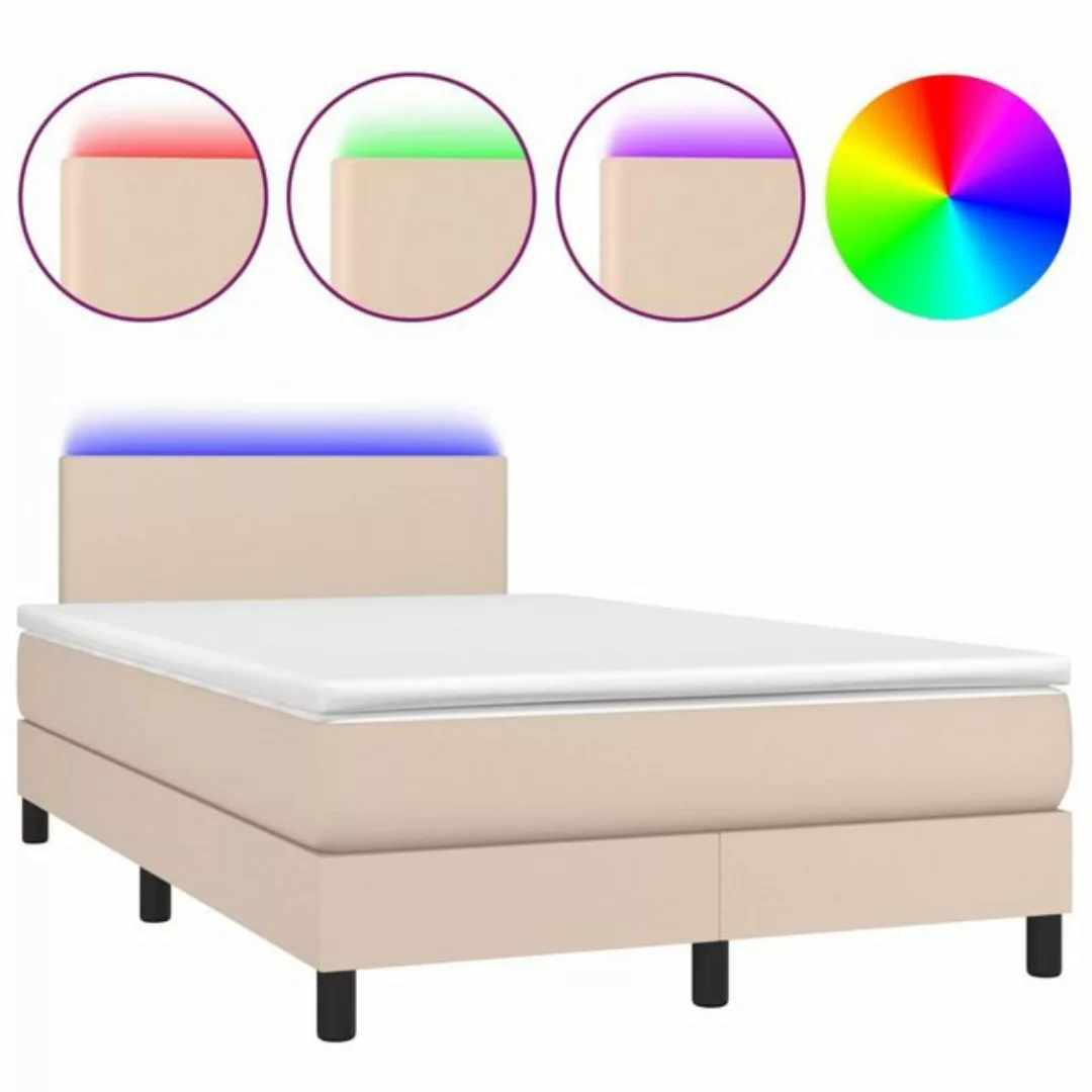 vidaXL Bettgestell Boxspringbett mit Matratze LED Cappuccino-Braun 120x200c günstig online kaufen