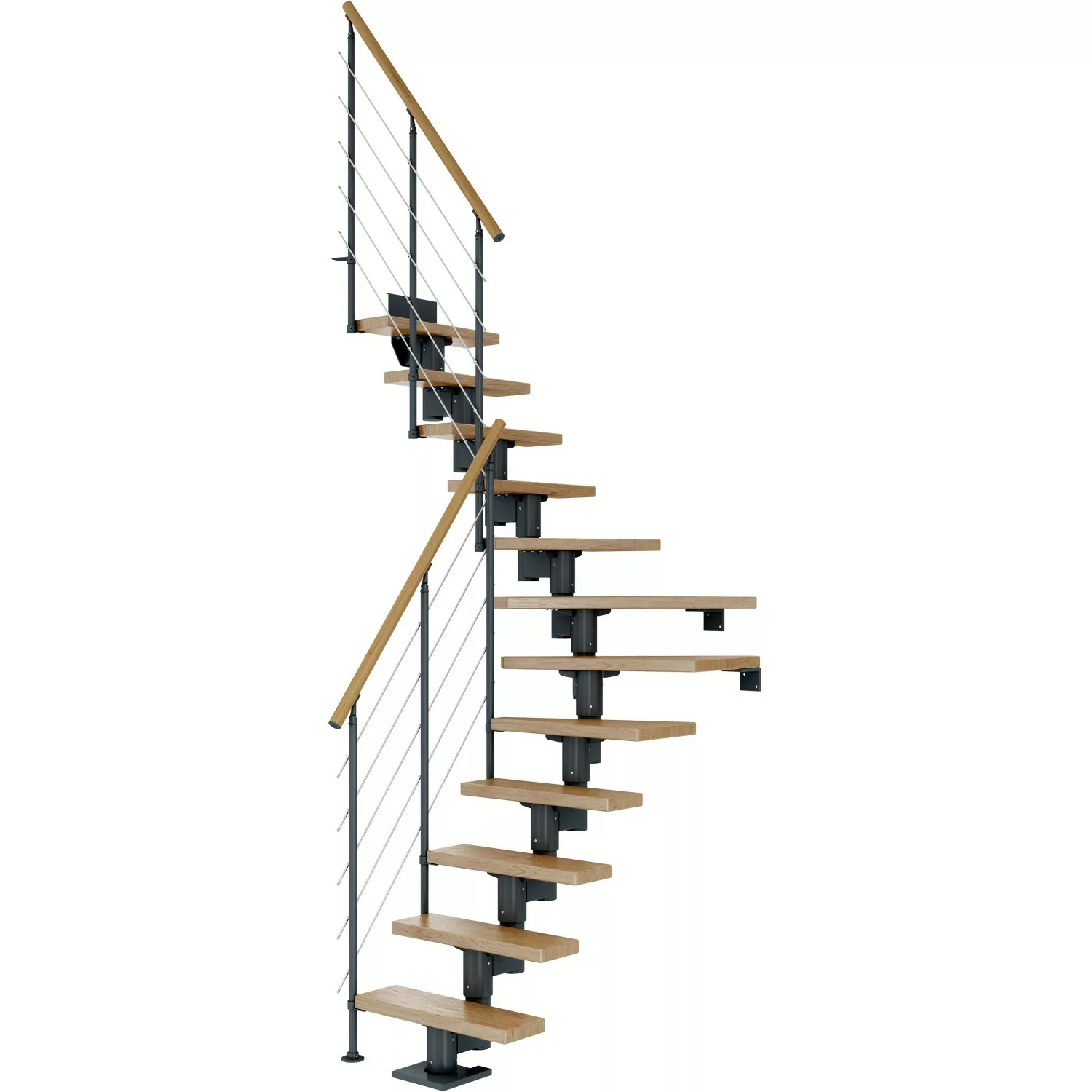 Dolle Mittelholmtreppe Dublin Eiche Anthrazit GH bis 337 cm 1/4 Gewendelt 7 günstig online kaufen