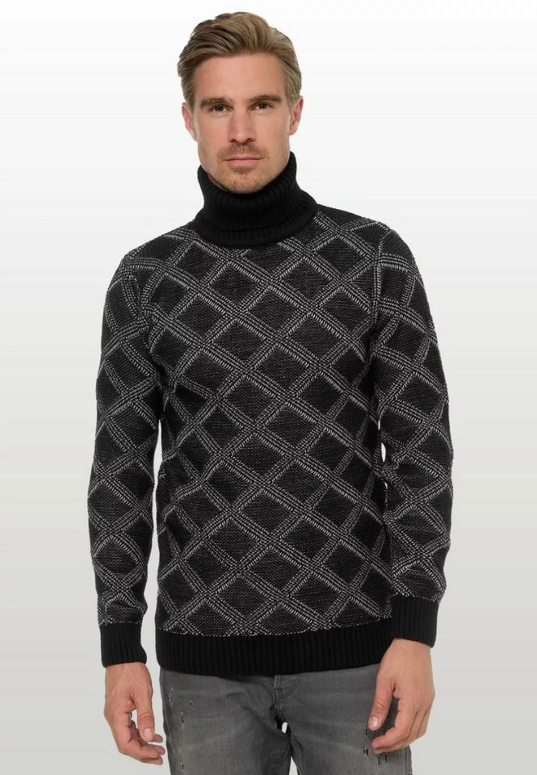 Rusty Neal Rollkragenpullover, mit stylischem Karo-Muster günstig online kaufen