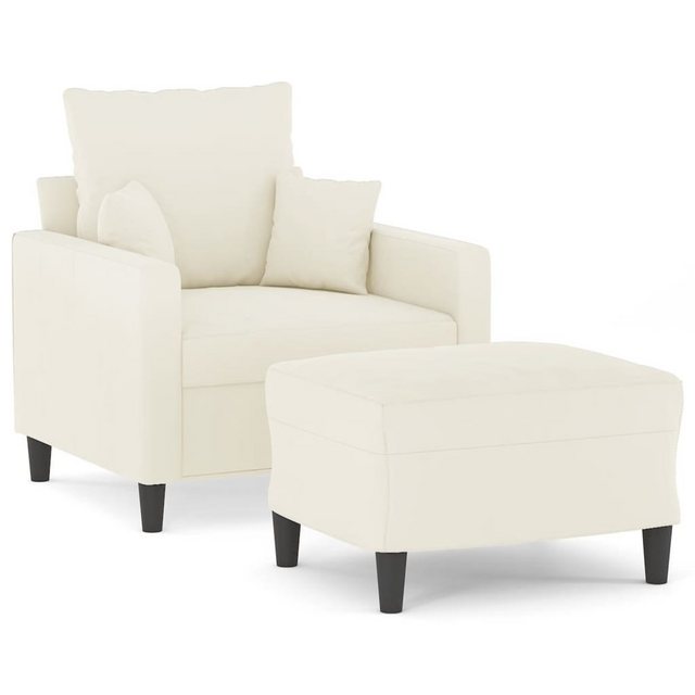 vidaXL Sofa Sessel mit Hocker Creme 60 cm Samt günstig online kaufen