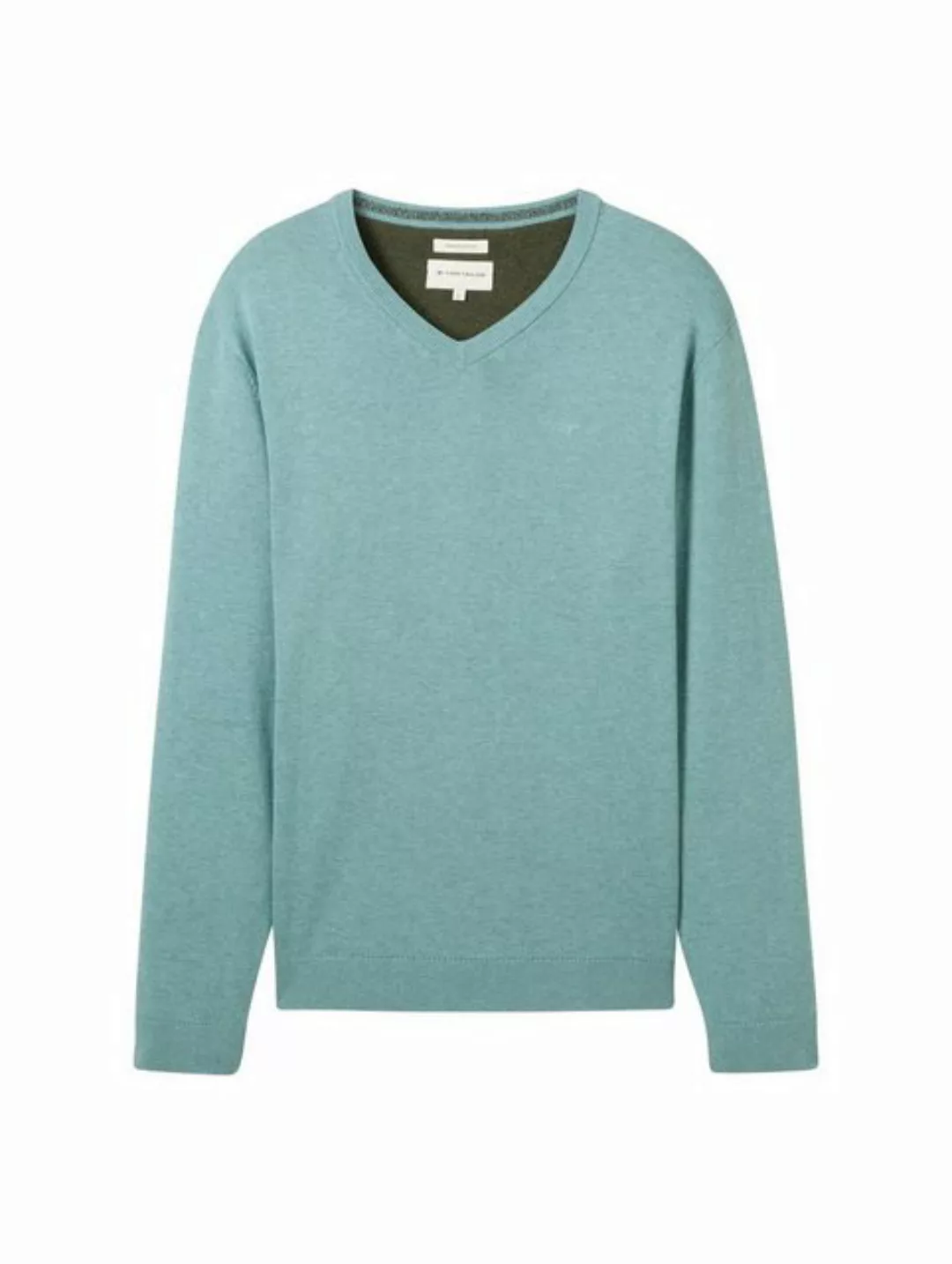 TOM TAILOR Strickpullover basic v-neck knit, Mineral Stone Blue Melange günstig online kaufen