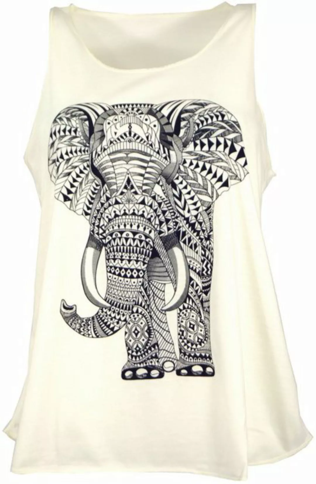 Guru-Shop T-Shirt Retro Art Tanktop mit Ethnodruck - Elefant creme Festival günstig online kaufen