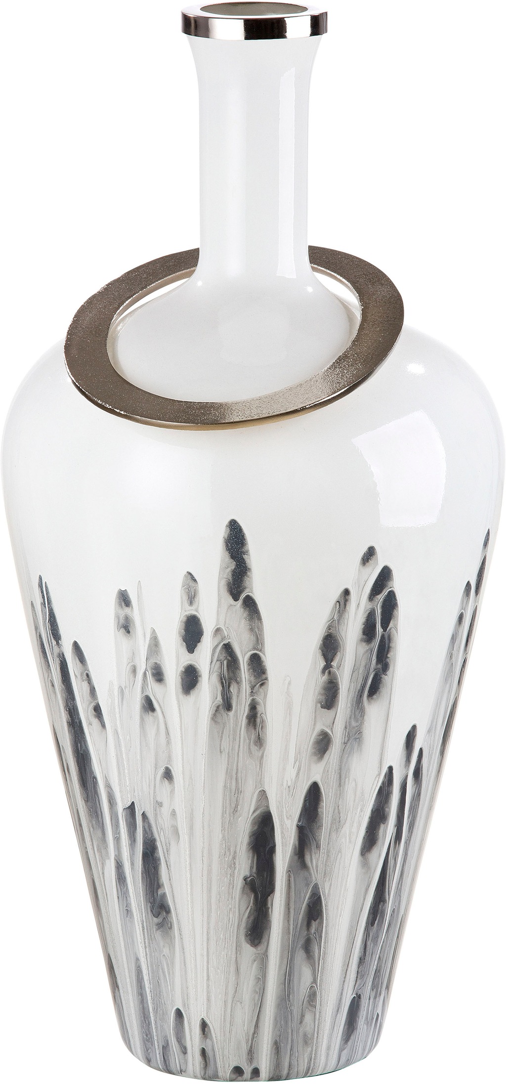 GILDE Bodenvase »Statuario«, durchgefärbtes Glas, mit Metallring günstig online kaufen