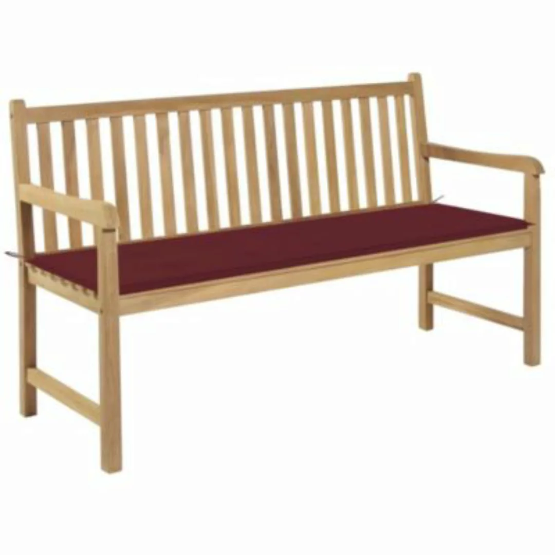 Gartenbank Mit Weinroter Auflage 150 Cm Massivholz Teak günstig online kaufen