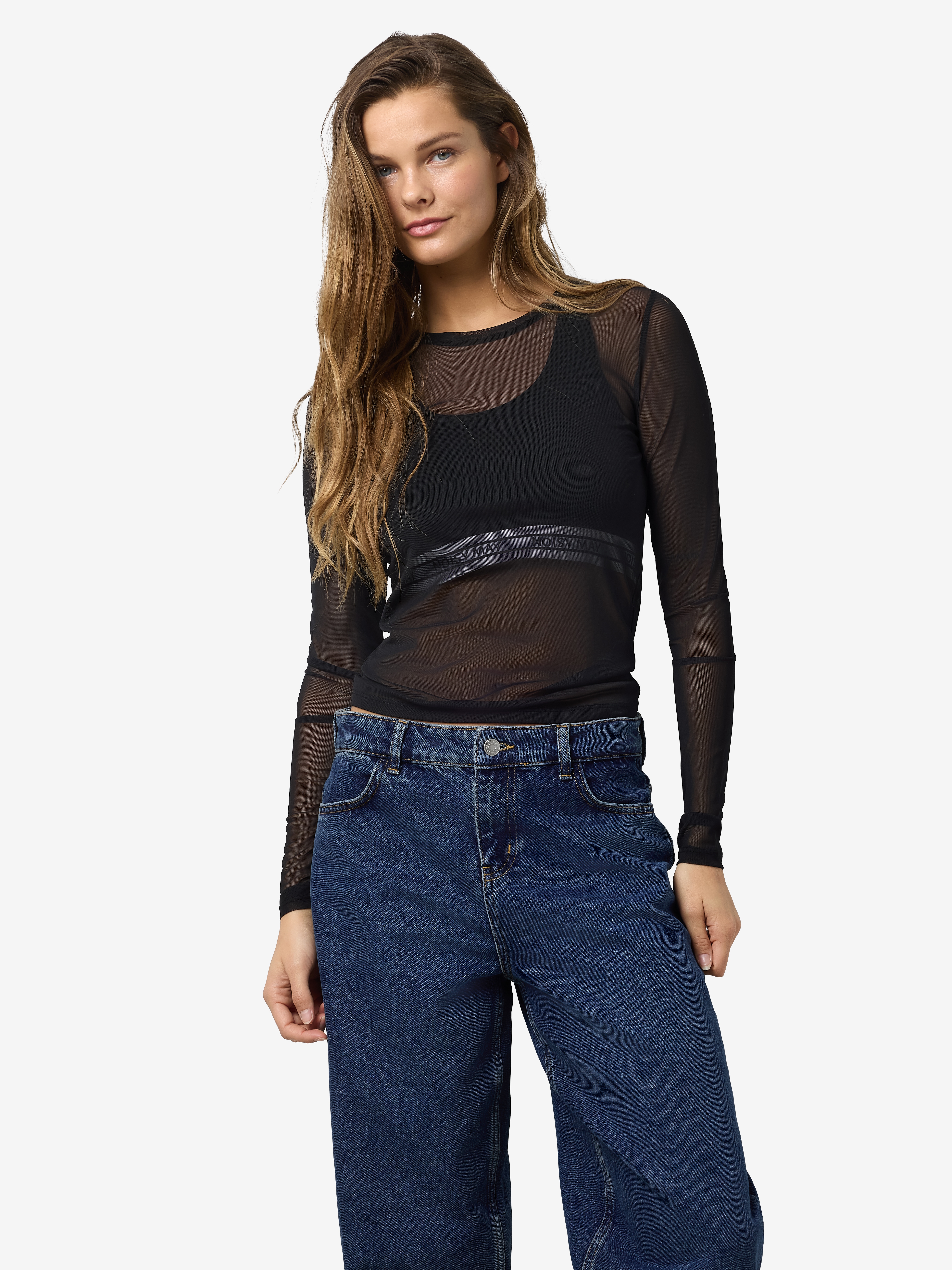 Noisy may Netzshirt "NMJUDITH L/S MESH TOP BG NOOS", transparent günstig online kaufen