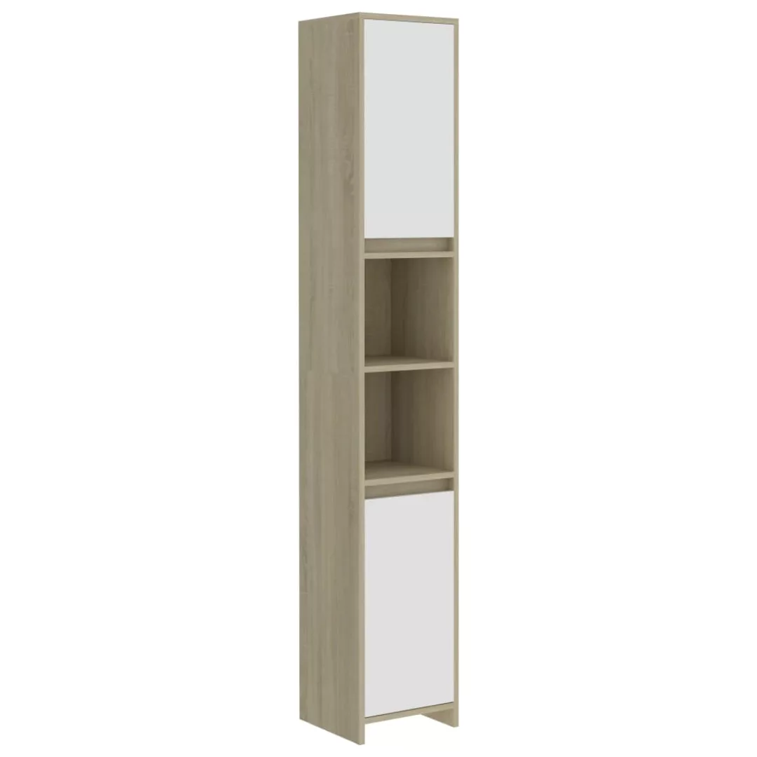 Badezimmerschrank Weiß Sonoma-eiche 30x30x183,5 Cm Spanplatte günstig online kaufen