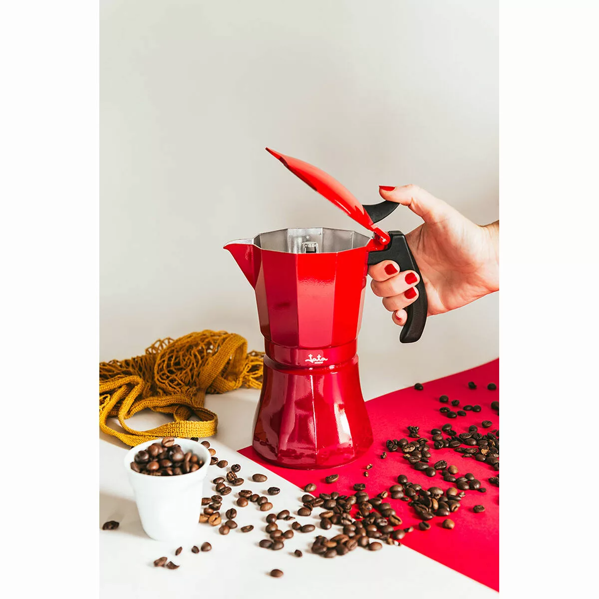 Italienische Kaffeemaschine Jata Hcaf2012      * Rot Aluminium (12 Kopper) günstig online kaufen