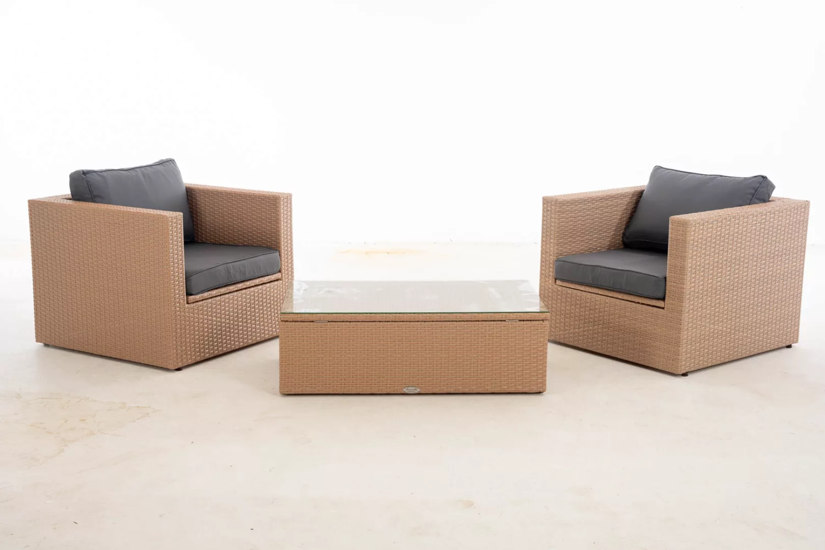#Tibera + T: 2x Sessel + Tisch Tibera-sand-eisengrau günstig online kaufen
