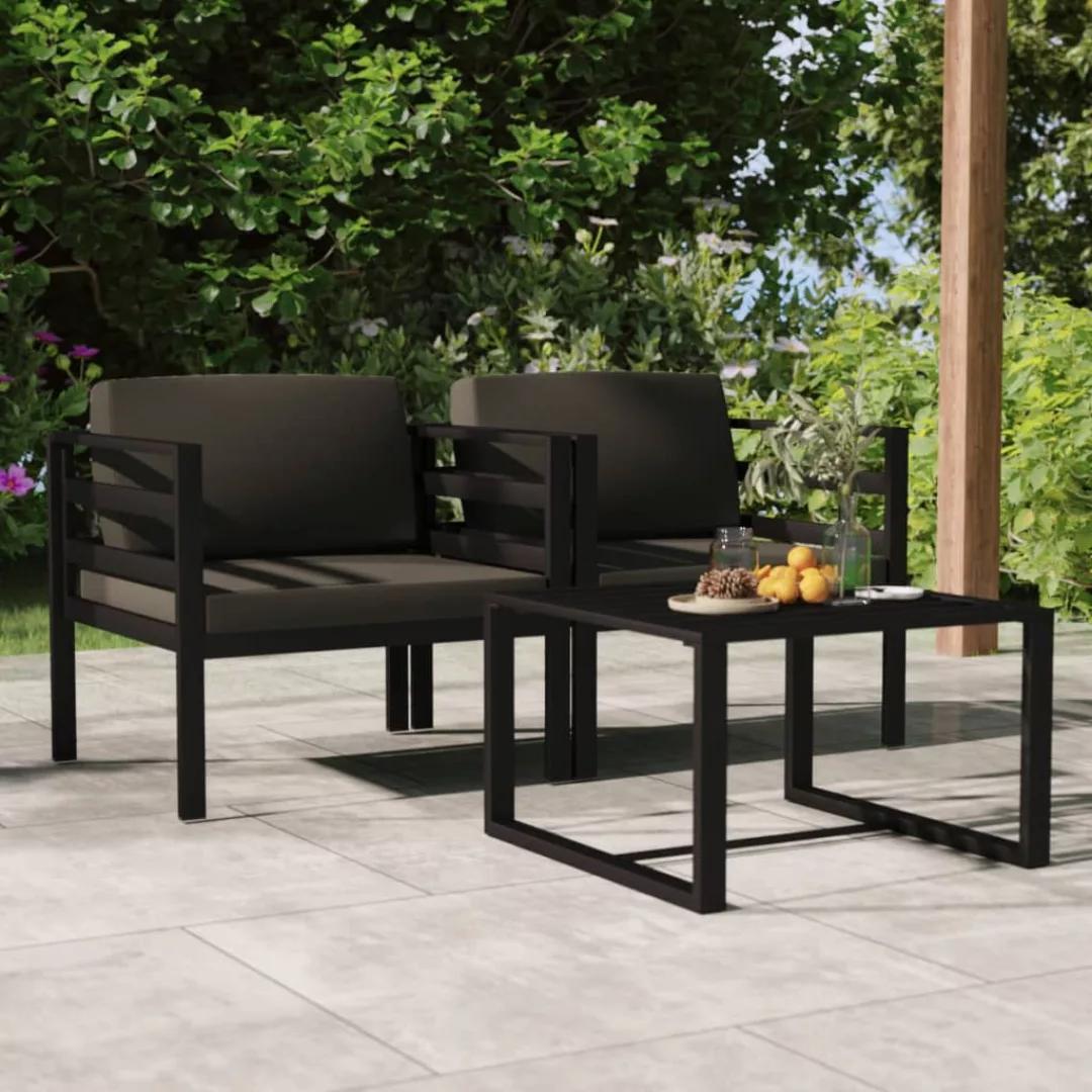 Vidaxl 3-tlg. Garten-lounge-set Mit Kissen Aluminium Anthrazit günstig online kaufen