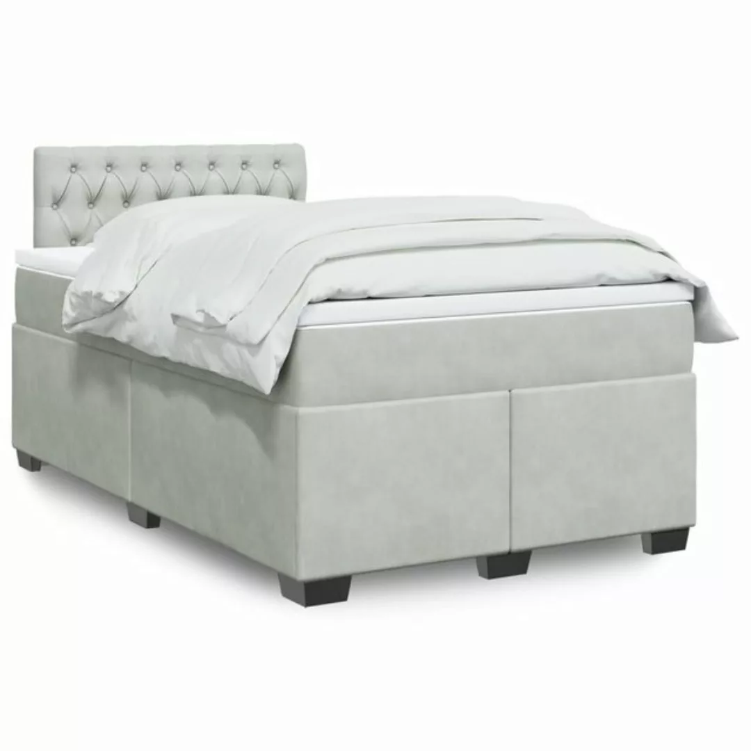 furnicato Bettgestell Boxspringbett mit Matratze Hellgrau 120x200 cm Samt günstig online kaufen