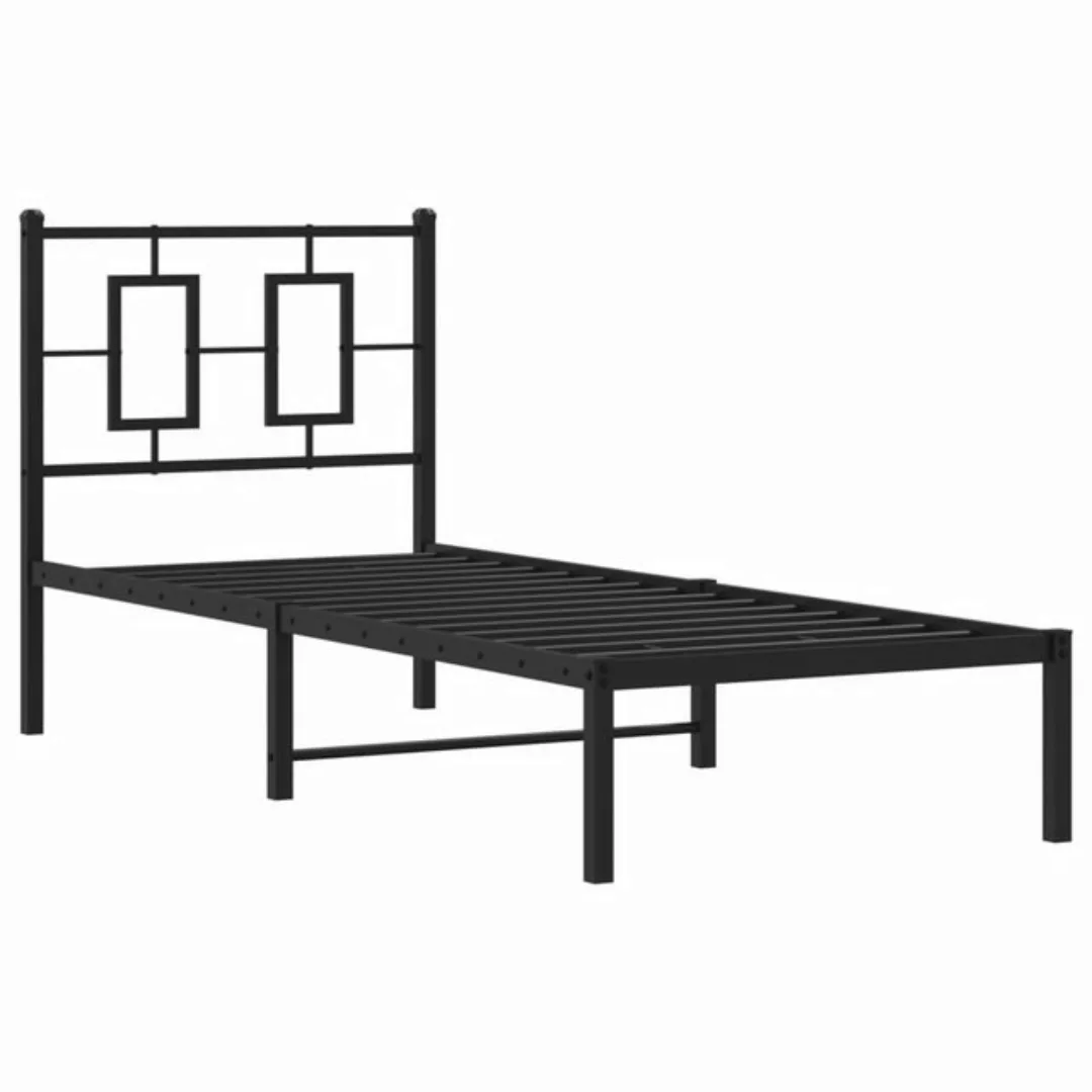 vidaXL Bettgestell, Bettrahmen mit Kopfteil Metall Weiß 75x190 cm günstig online kaufen