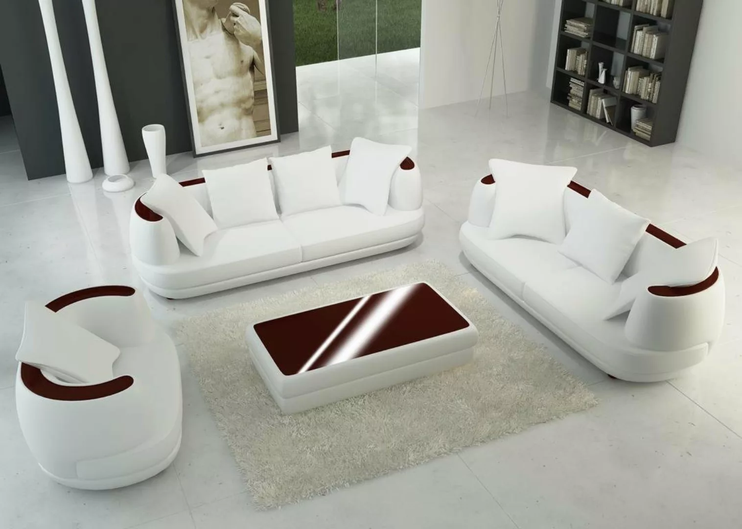 JVmoebel Sofa Sofagarnitur Design Couch 3+2 Set Polster Leder Wohnzimmer, M günstig online kaufen