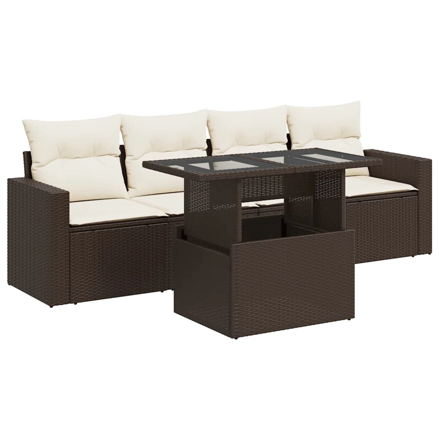 vidaXL 5-Tlg Garten-Sofagarnitur mit Kissen Braun Poly Rattan 3326244 günstig online kaufen
