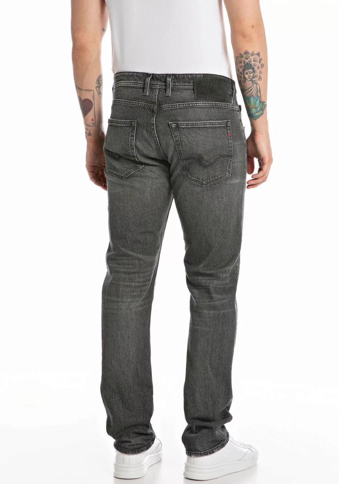 Replay Herren Jeans GROVER Straight Fit - Slim Leg - Grau - Medium Grey Den günstig online kaufen