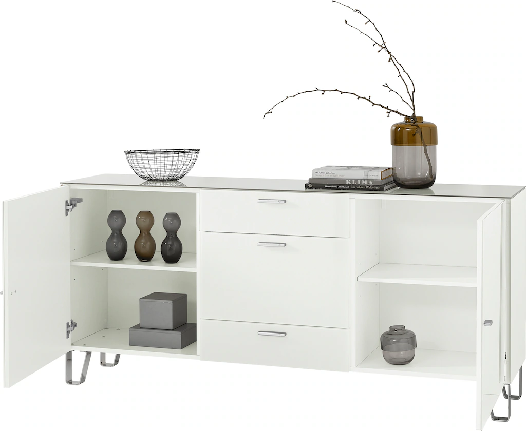 LEONARDO Sideboard "Cube", mit Sicherheitsglas und edlem MDF Holz, Breite 1 günstig online kaufen