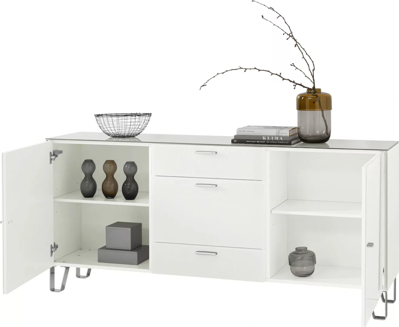 LEONARDO Sideboard "Cube", mit Sicherheitsglas und edlem MDF Holz, Breite 1 günstig online kaufen