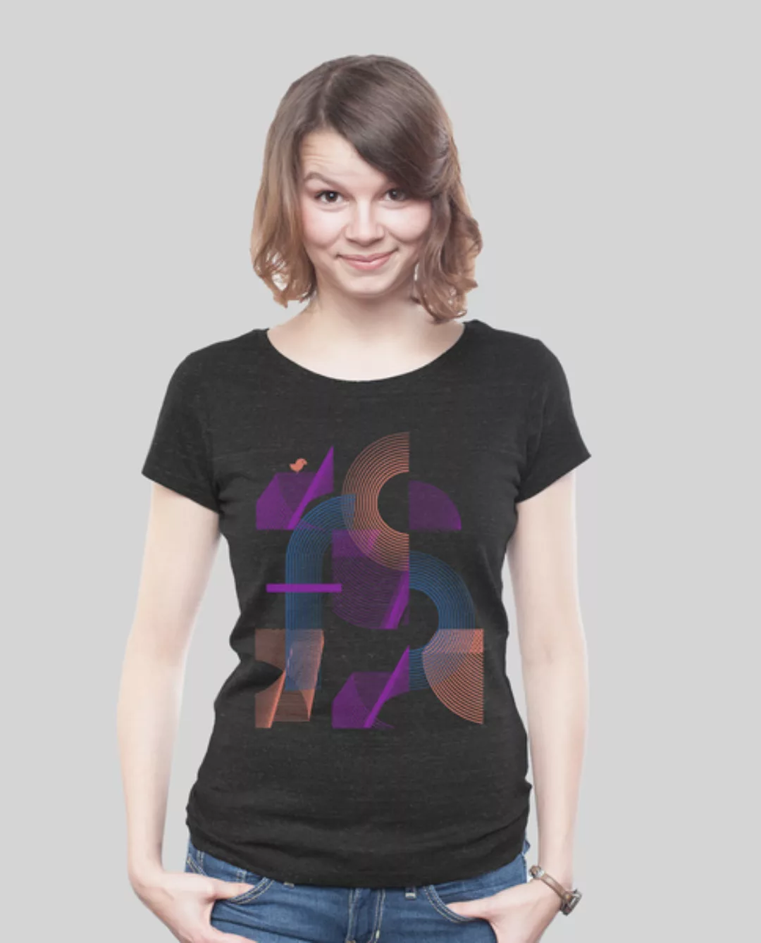 Lowcut Shirt Women Dark Heather Black "Abstrakt" günstig online kaufen