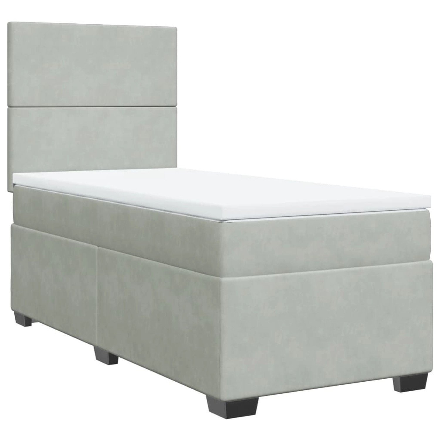 vidaXL Boxspringbett, Boxspringbett mit Matratze Hellgrau 80x200 cm Samt günstig online kaufen