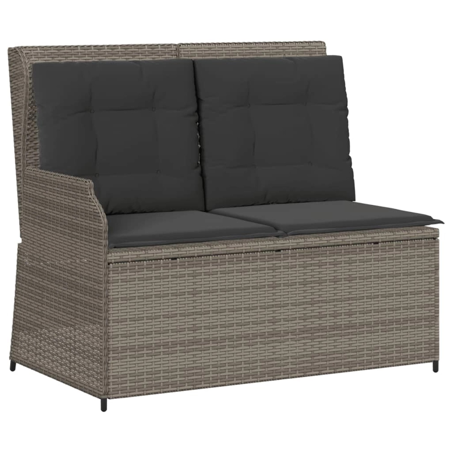 furnicato Gartenbank Verstellbar mit Kissen Grau Poly Rattan günstig online kaufen