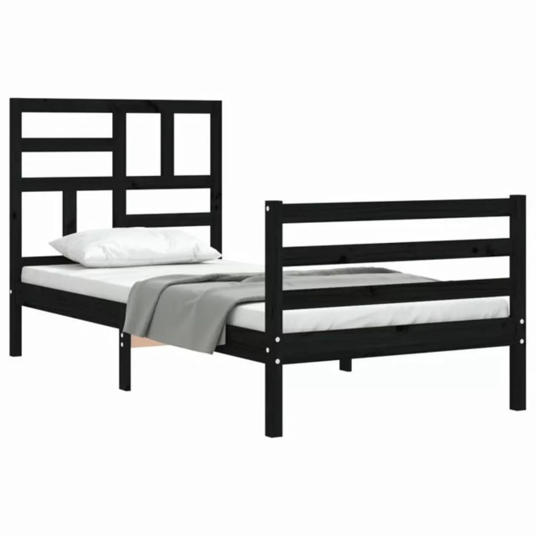 vidaXL Bett Massivholzbett mit Kopfteil Schwarz 90x200 cm günstig online kaufen