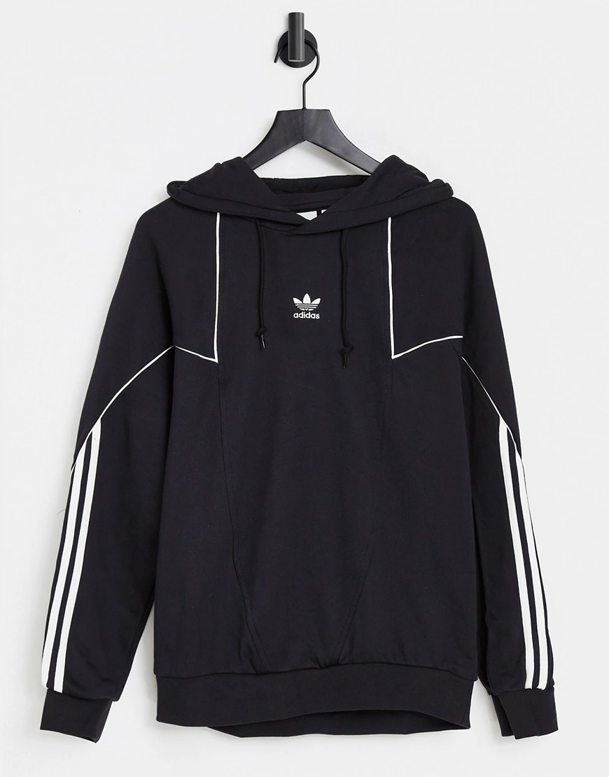 adidas Originals – Kapuzenpullover in Schwarz mit großem Dreiblatt-Logo günstig online kaufen