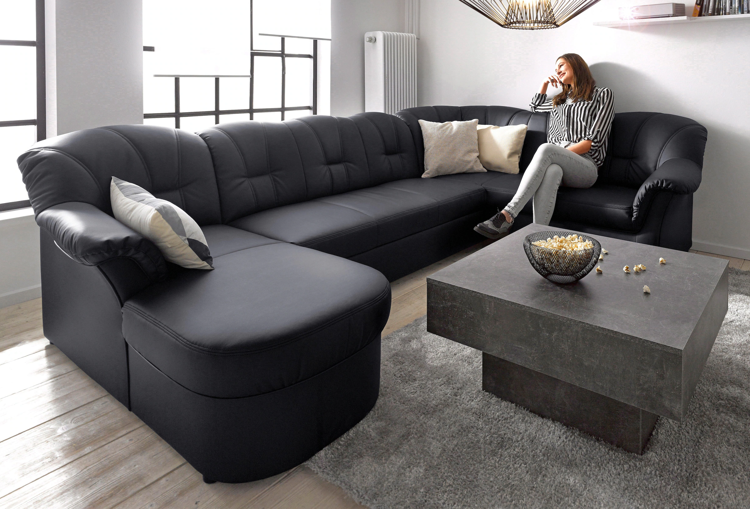 DOMO collection Wohnlandschaft "Papenburg, zeitlose Rückensteppung, elegant günstig online kaufen