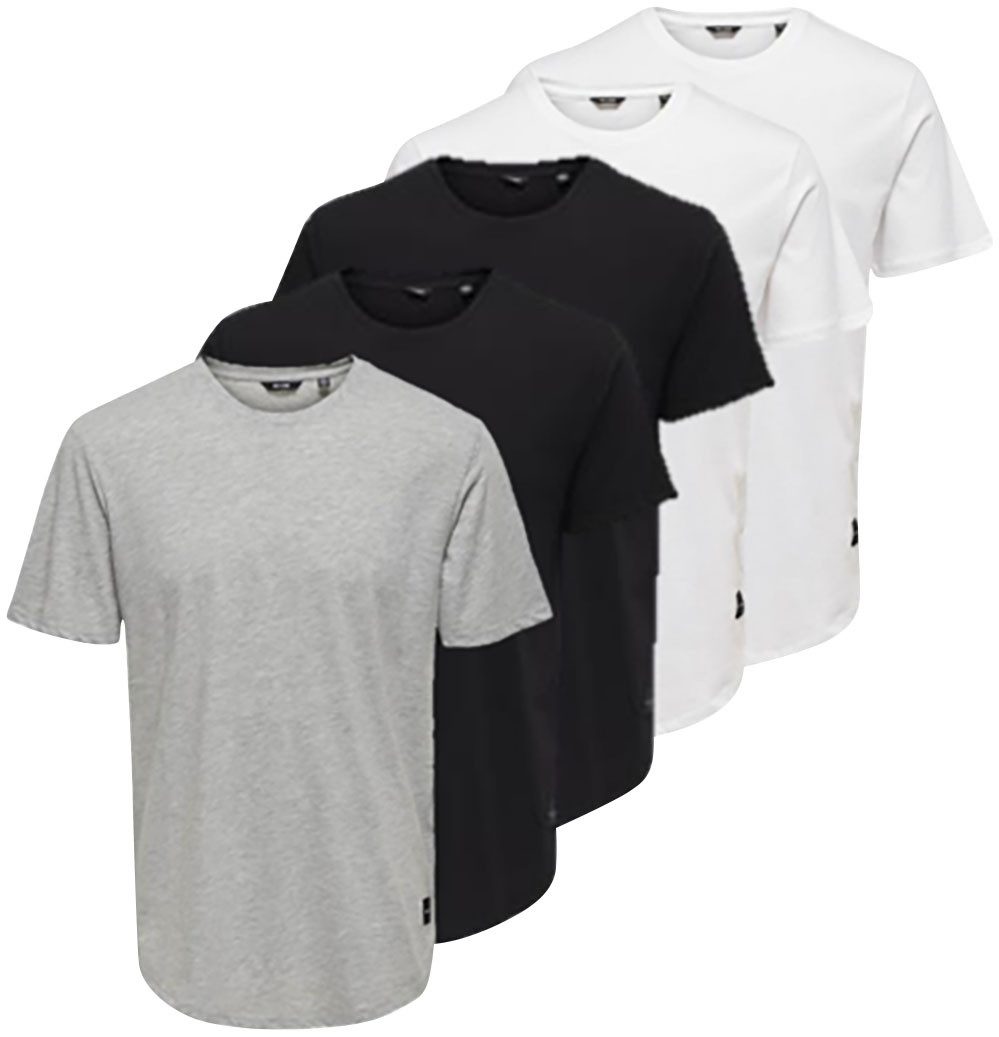 ONLY & SONS Rundhalsshirt "ONSMATT LONGY SS TEE 5-PACK", (Packung, 5 tlg.) günstig online kaufen
