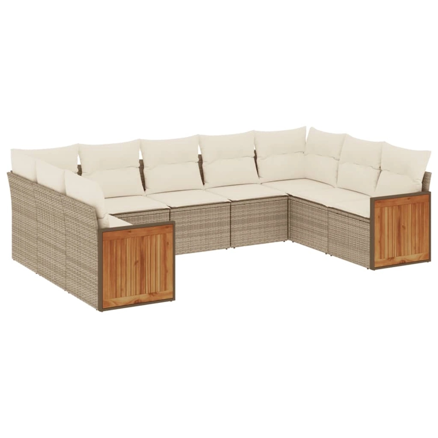 vidaXL 9-Tlg Garten-Sofagarnitur mit Kissen Beige Poly Rattan 3227955 günstig online kaufen