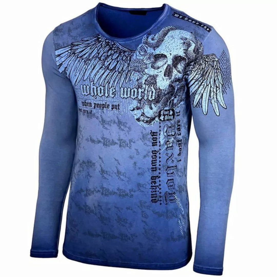 Baxboy Longshirt BAXBOY Herren Rundhals Longsleeve Langarmshirt Aufdruck Wa günstig online kaufen