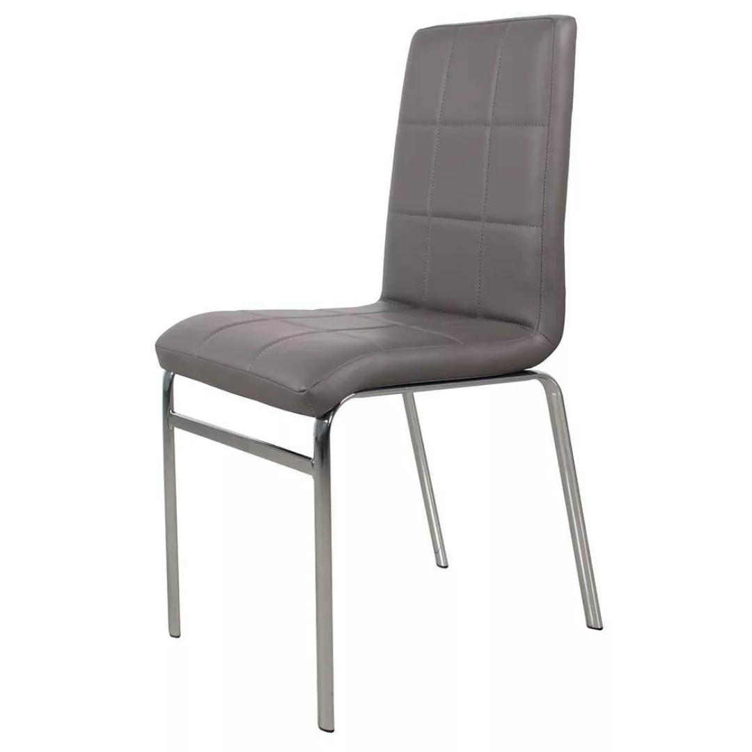 Esstisch mit Stühlen in Eiche Sonoma und Grau Kunstleder ausziehbar (fünfte günstig online kaufen