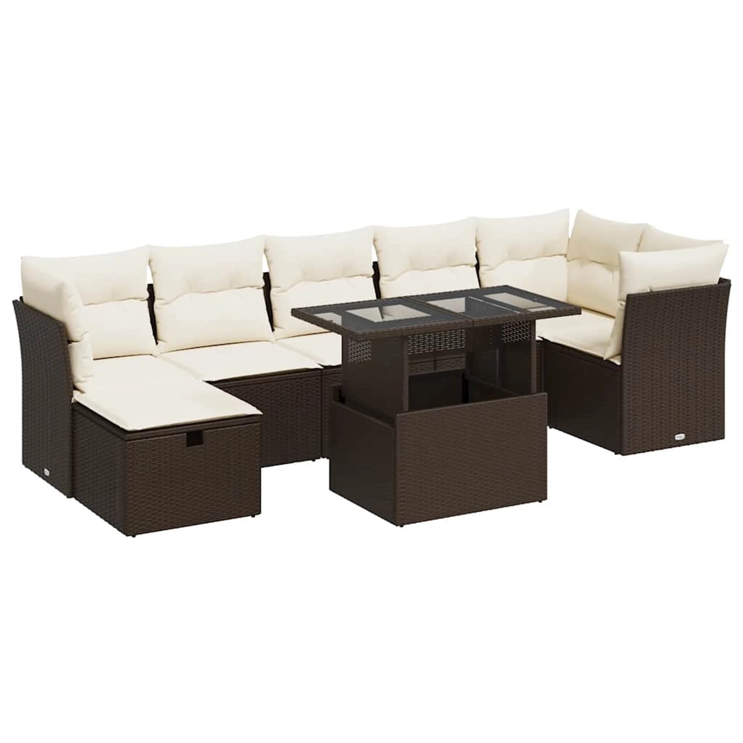 vidaXL 8-Tlg Garten-Sofagarnitur mit Kissen Braun Poly Rattan 3327793 günstig online kaufen