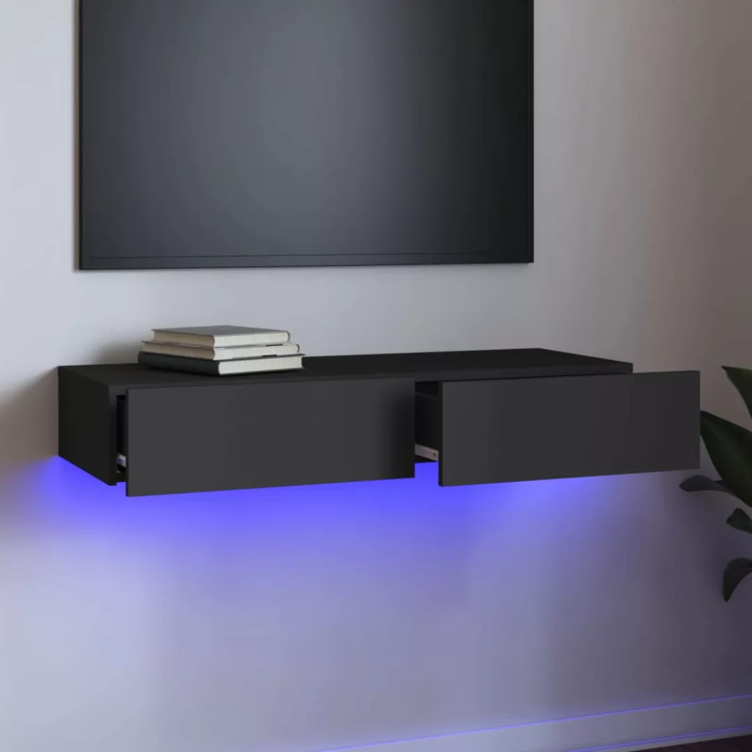 Vidaxl Tv-schrank Mit Led-leuchten Grau 90x35x15,5 Cm günstig online kaufen