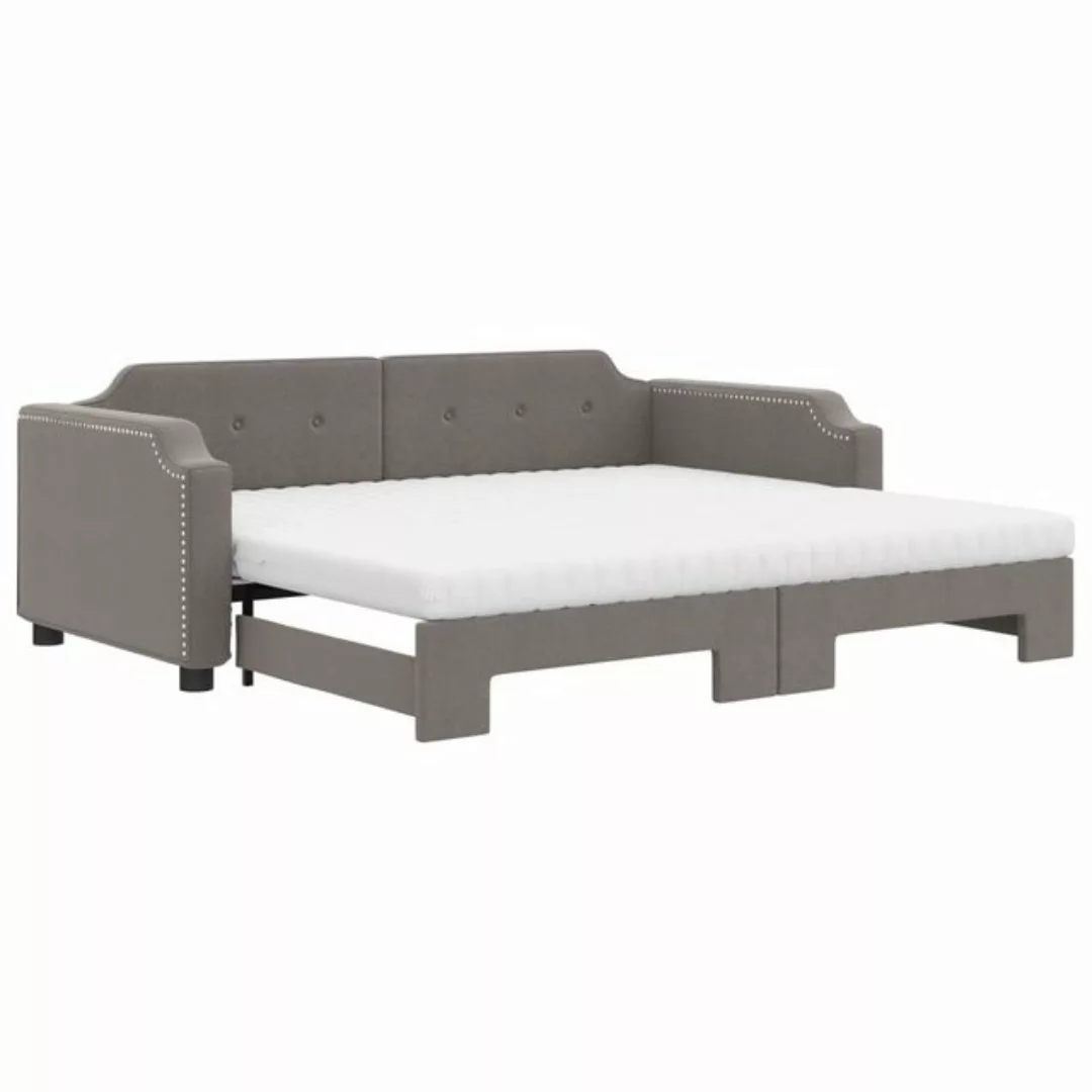 vidaXL Gästebett Gästebett Tagesbett Ausziehbar mit Matratzen Taupe 80x200 günstig online kaufen