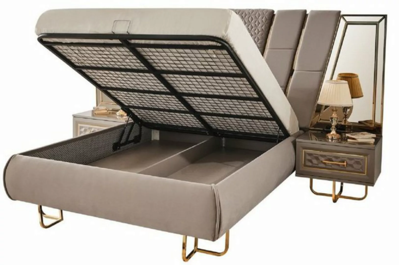 Casa Padrino Bett Casa Padrino Luxus Art Deco Schlafzimmer Set Grau / Gold günstig online kaufen