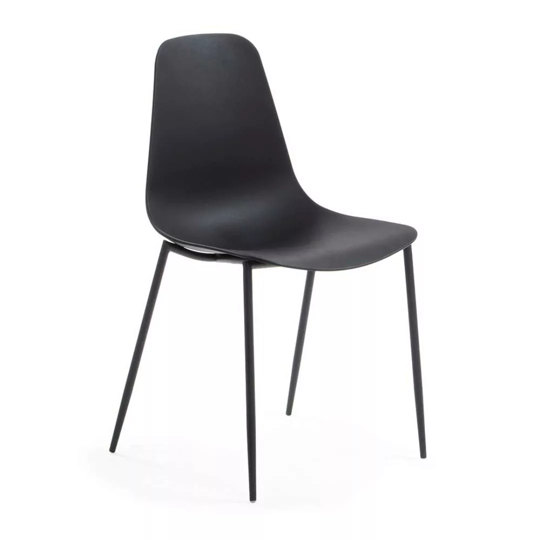 Esstisch Stühle in Schwarz Kunststoff und Stahl (4er Set) günstig online kaufen