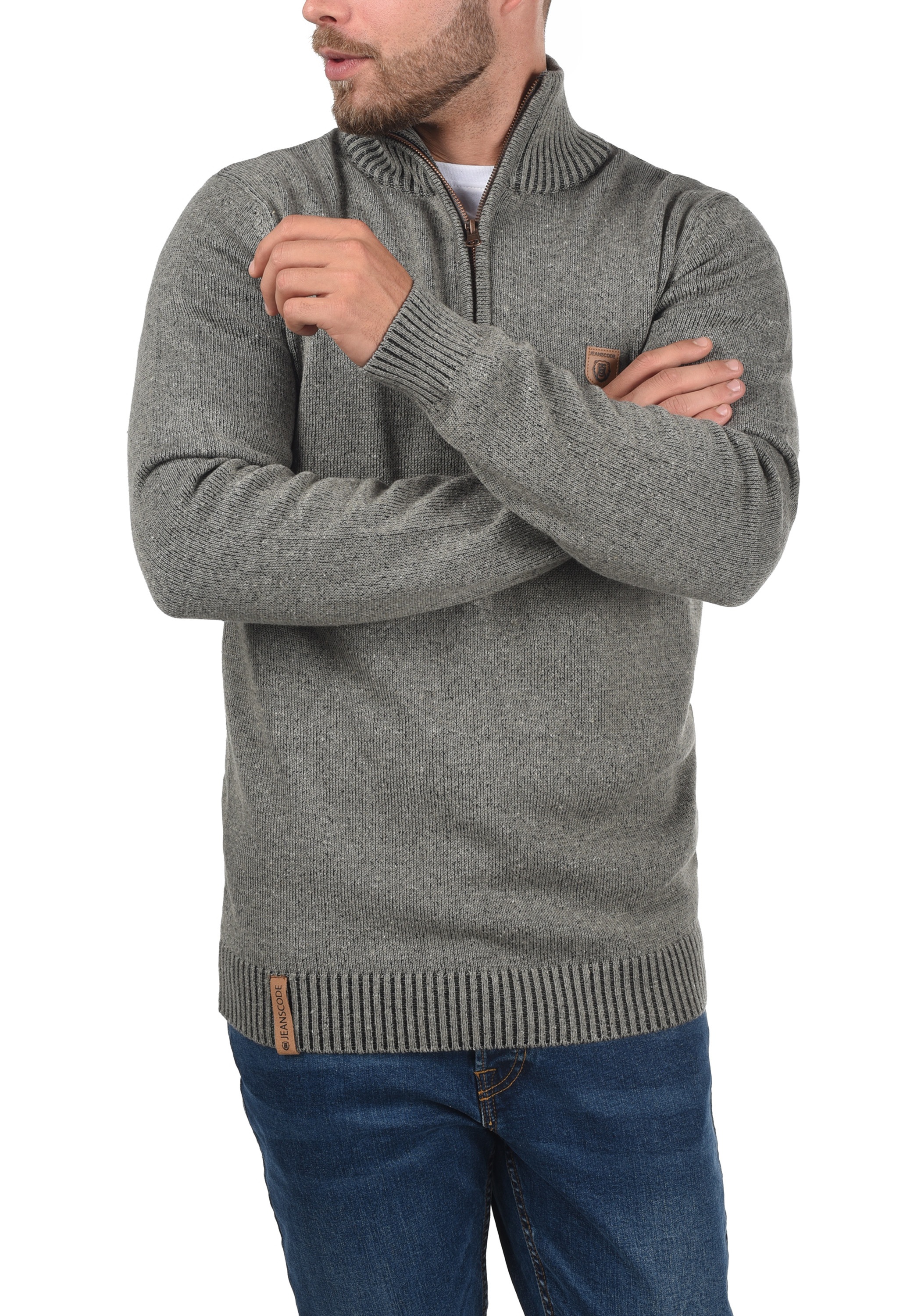 Indicode Troyer IDNathen Strickpulli mit Reißverschluss am Kragen günstig online kaufen