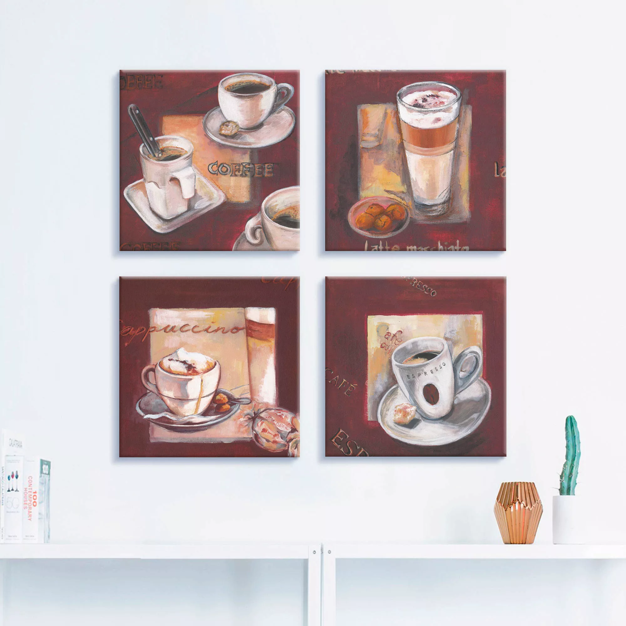 Artland Leinwandbild "Kaffee I, -II, -III, -IV", Getränke, (4 St.), 4er Set günstig online kaufen