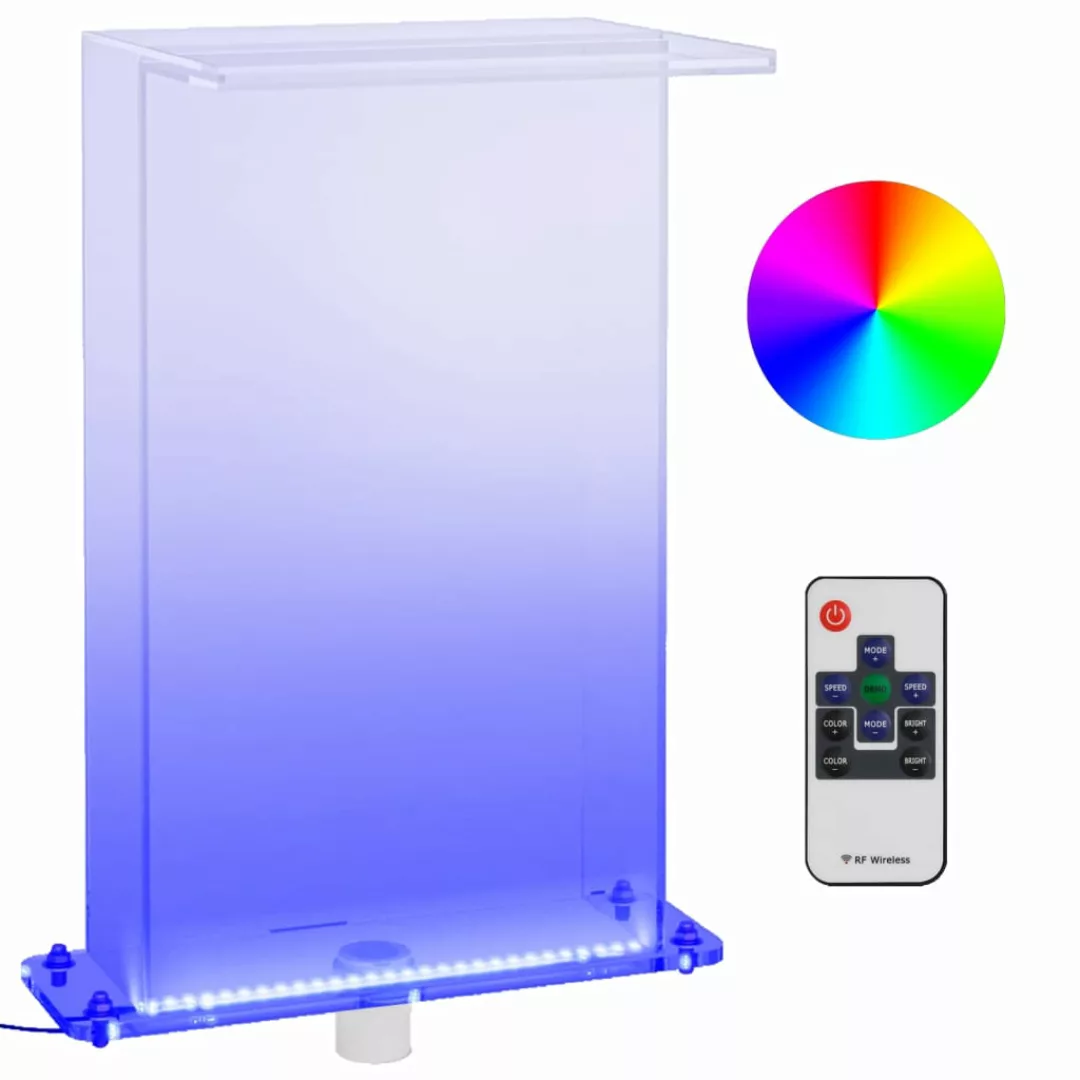 Vidaxl Wasserfall-element Mit Rgb-leds Und Anschluss-set Acryl 51 Cm günstig online kaufen