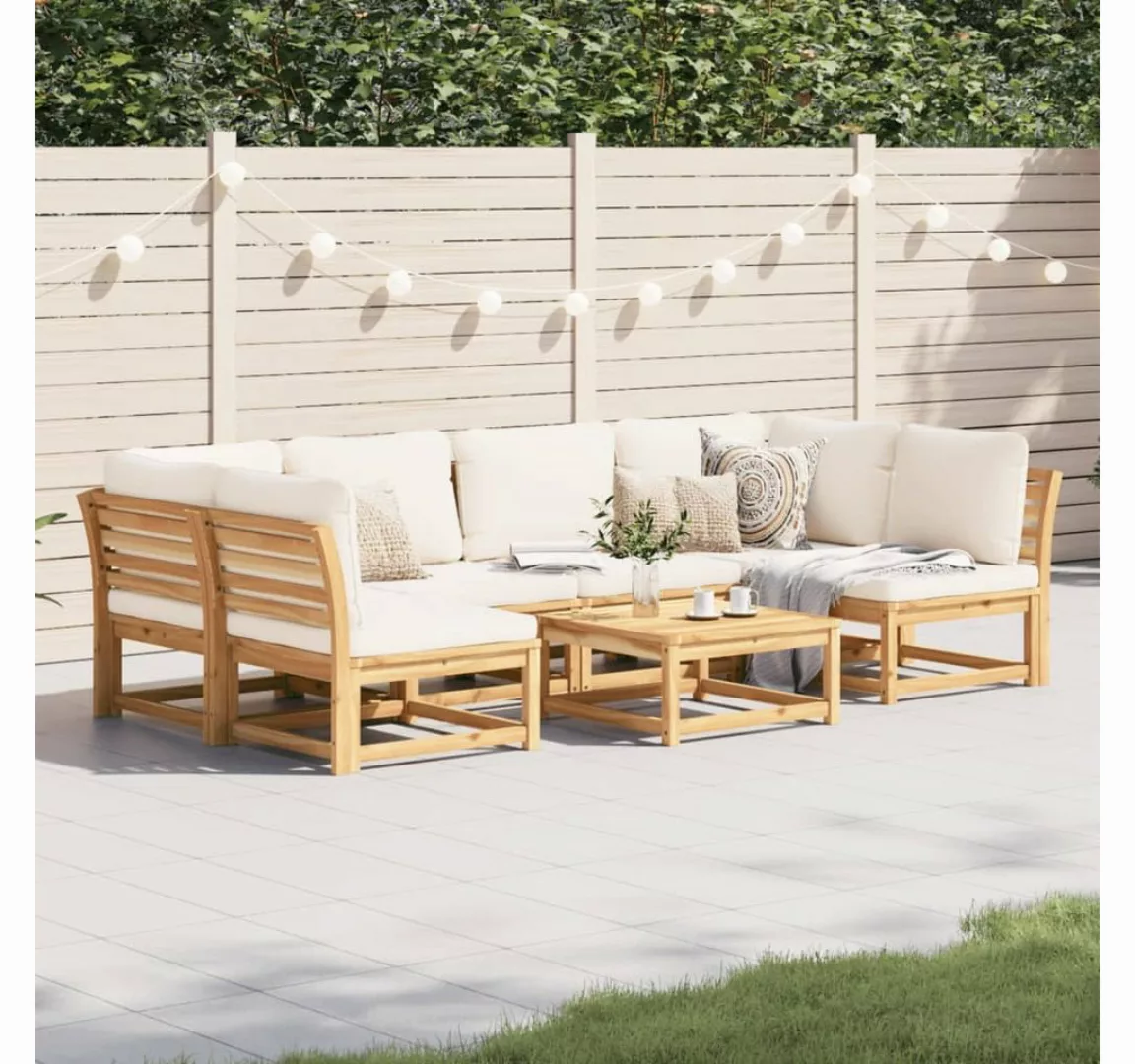 vidaXL Loungesofa 7-tlg. Garten-Lounge-Set mit Kissen Massivholz Akazie, 1 günstig online kaufen