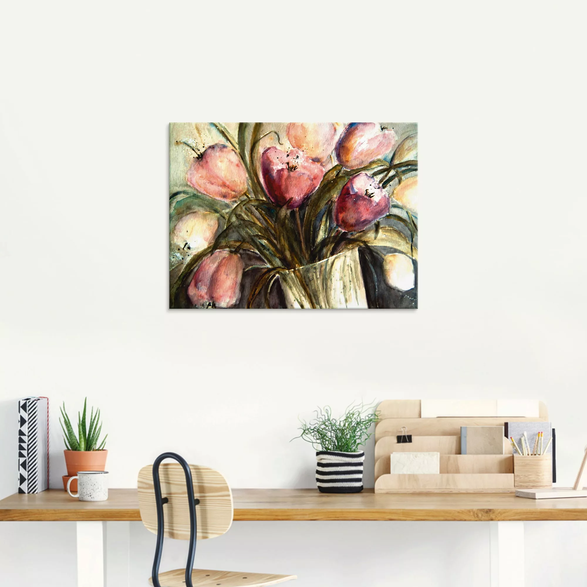 Artland Glasbild »Lila Tulpen in Vase«, Blumen, (1 St.) günstig online kaufen