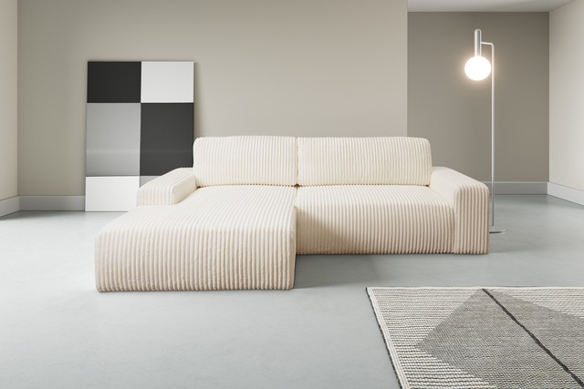 WERK2 Ecksofa »Rotterdam-L, kuschelweicher Cord oder Breitcord, L-Form, Bre günstig online kaufen