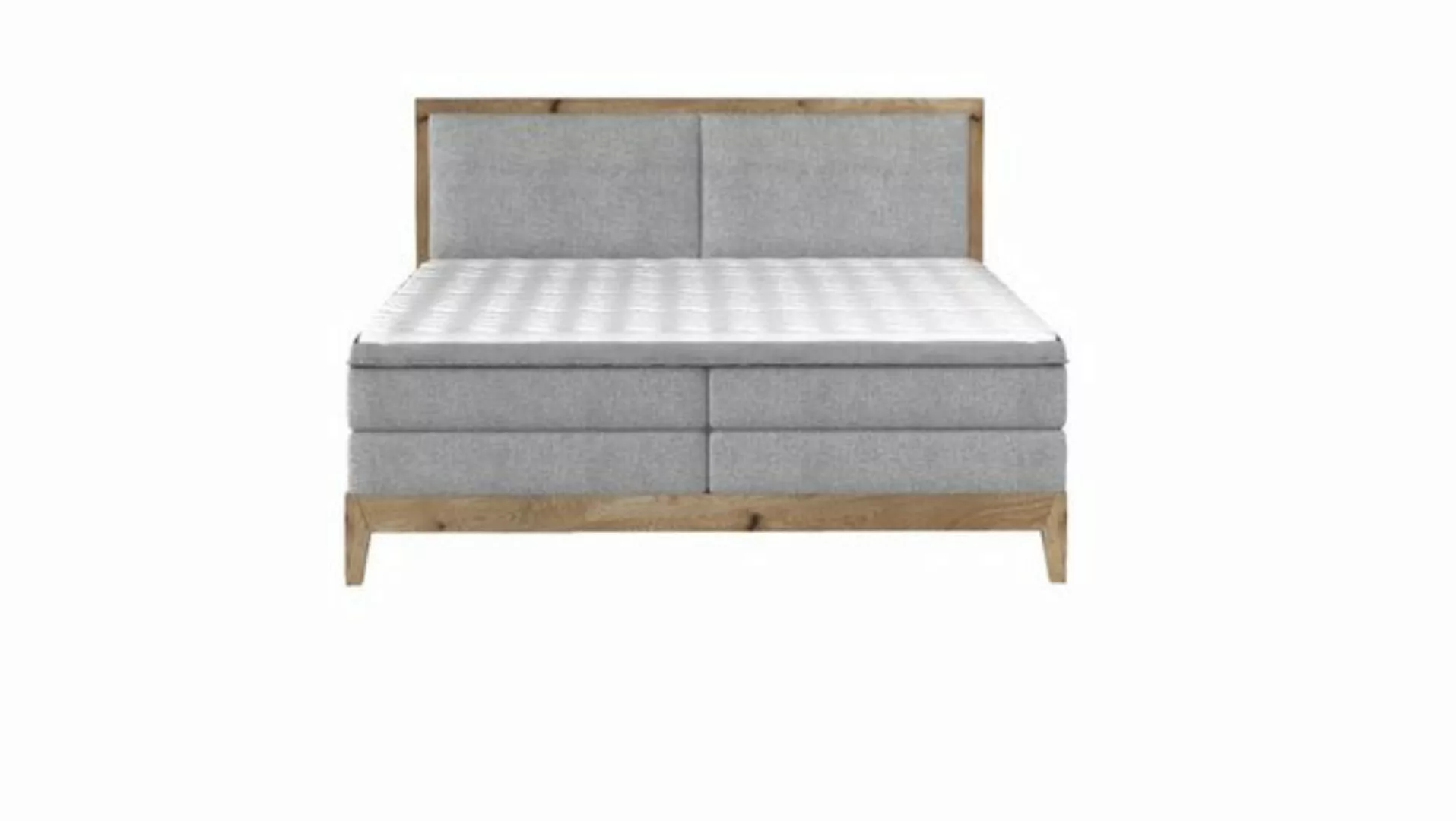 Sofa Dreams Boxspringbett Lille, Webstoff, grau, 180 x 200 cm, mit Topper, günstig online kaufen