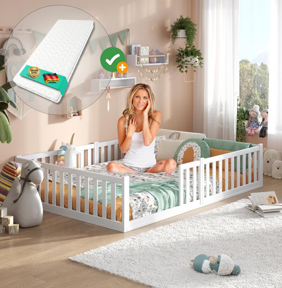 Alavya Home® Einzelbett Bodenbett TITAN aus BUCHE mit Matratze FSC® zertifi günstig online kaufen