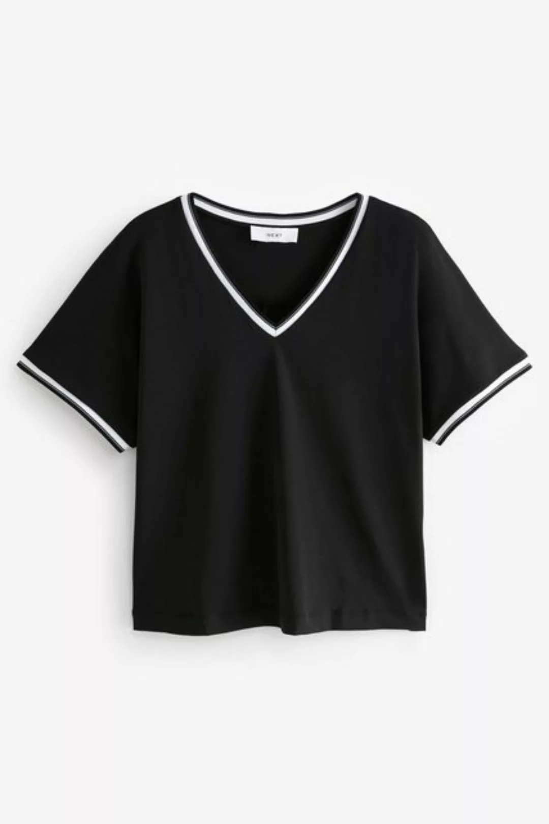 Next T-Shirt Geripptes T-Shirt mit V-Ausschnitt (1-tlg) günstig online kaufen