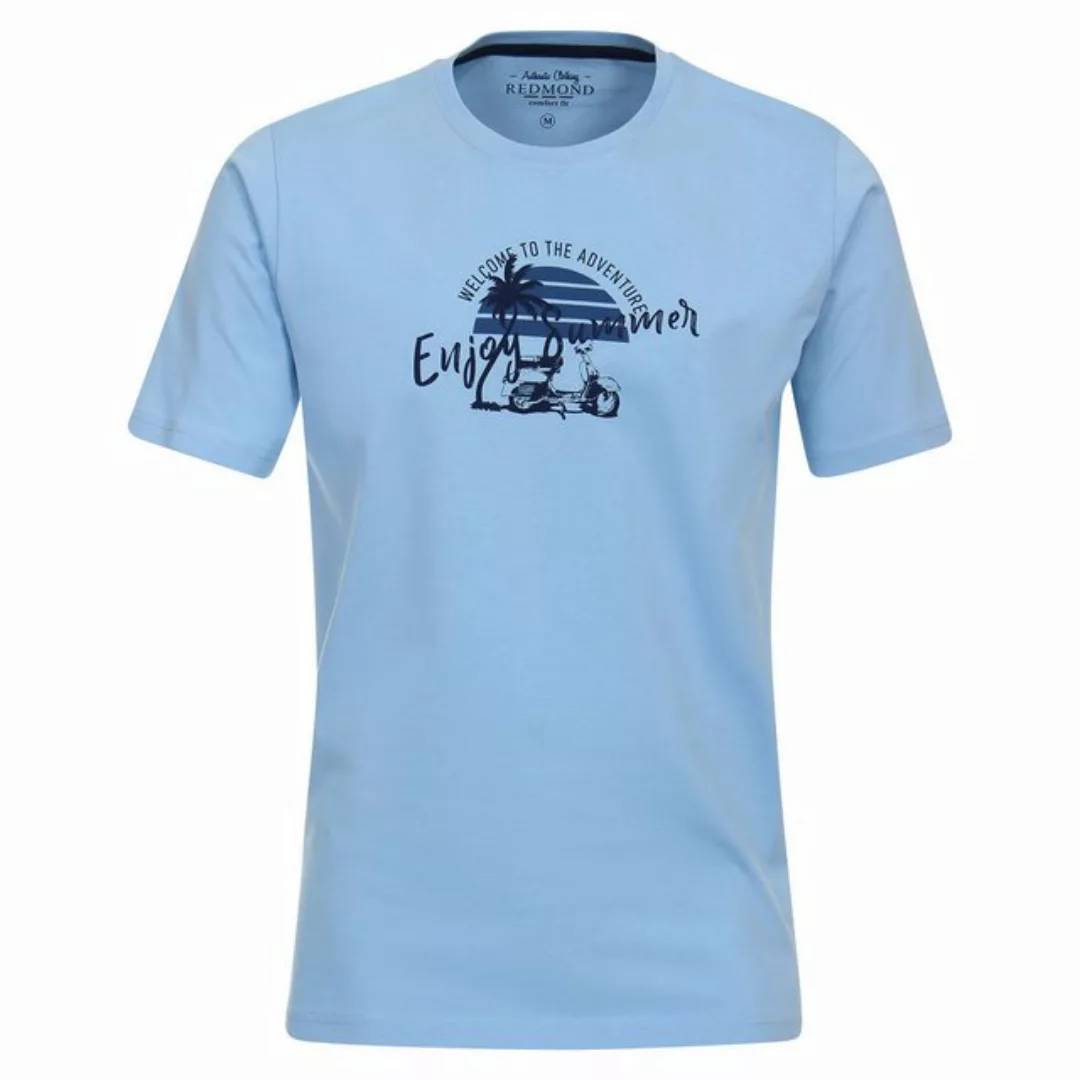 Redmond Rundhalsshirt Große Größen Herren T-Shirt hellblau sommerlicher Pri günstig online kaufen