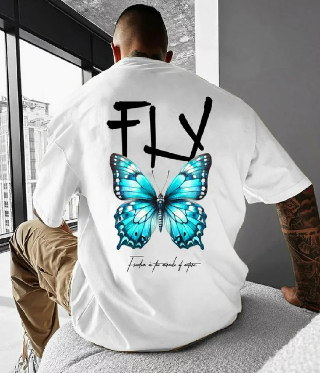 RMK T-Shirt RMK T-Shirt Herren Shirt Rundhals Schmetterling Butterfly Rundh günstig online kaufen