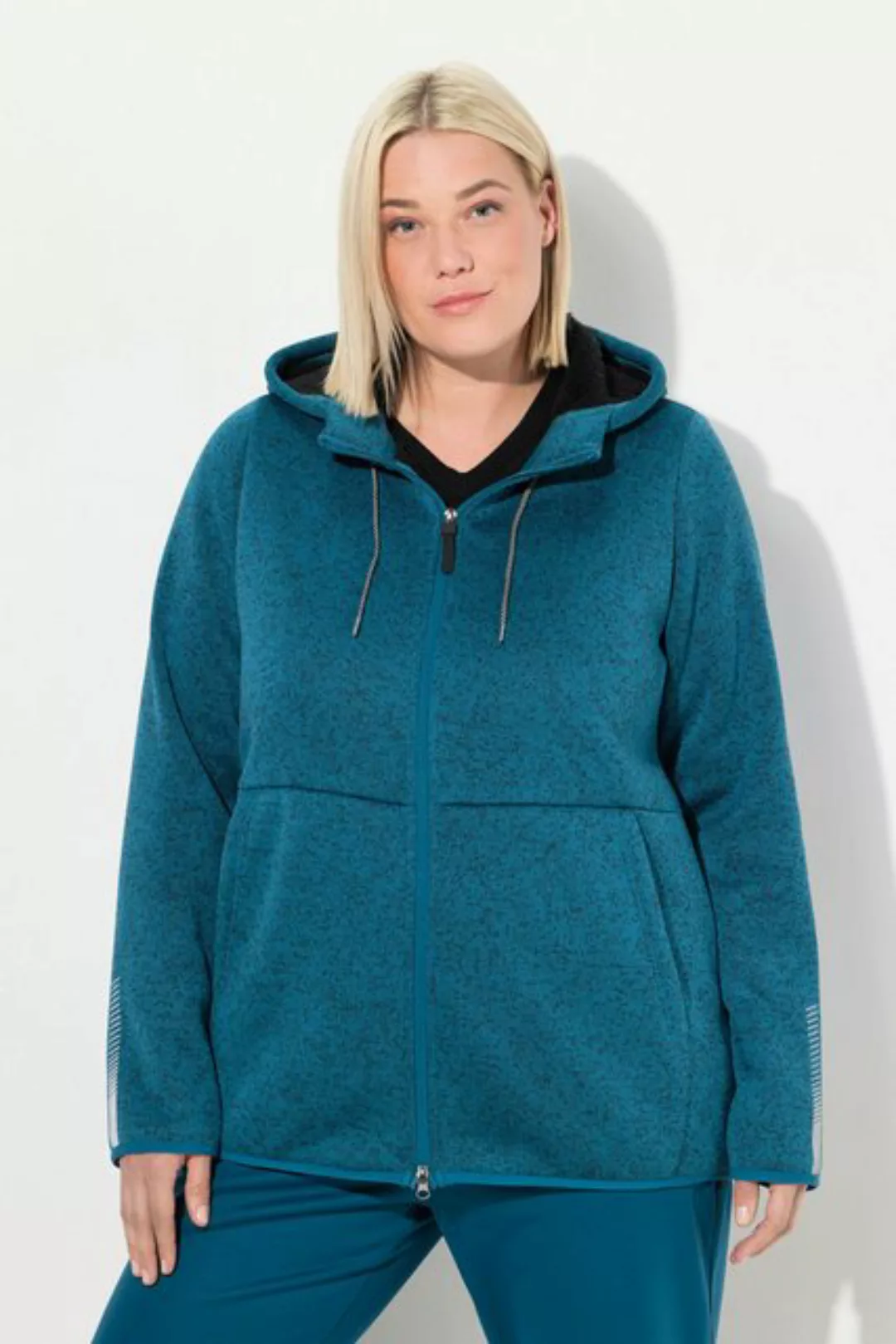 Ulla Popken Sweatjacke Strickfleece-Jacke Teddyfleece 2-Wege-Zipper günstig online kaufen