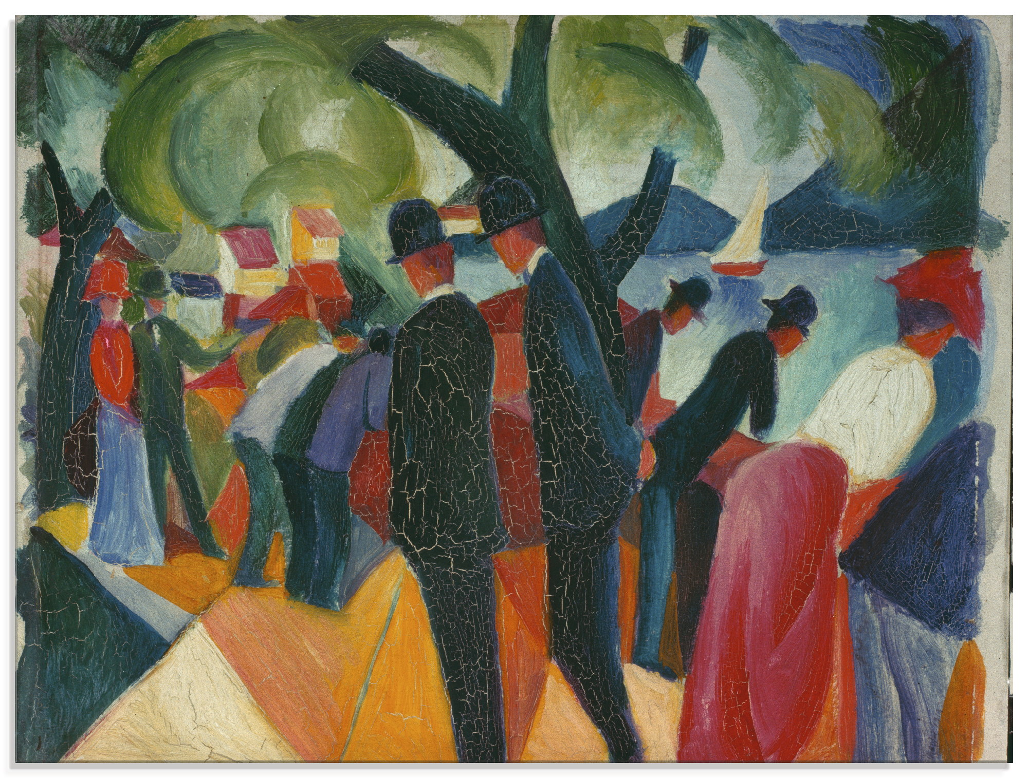 Artland Glasbild "Spaziergang auf der Brücke. 1913", Gruppen & Familien, (1 günstig online kaufen