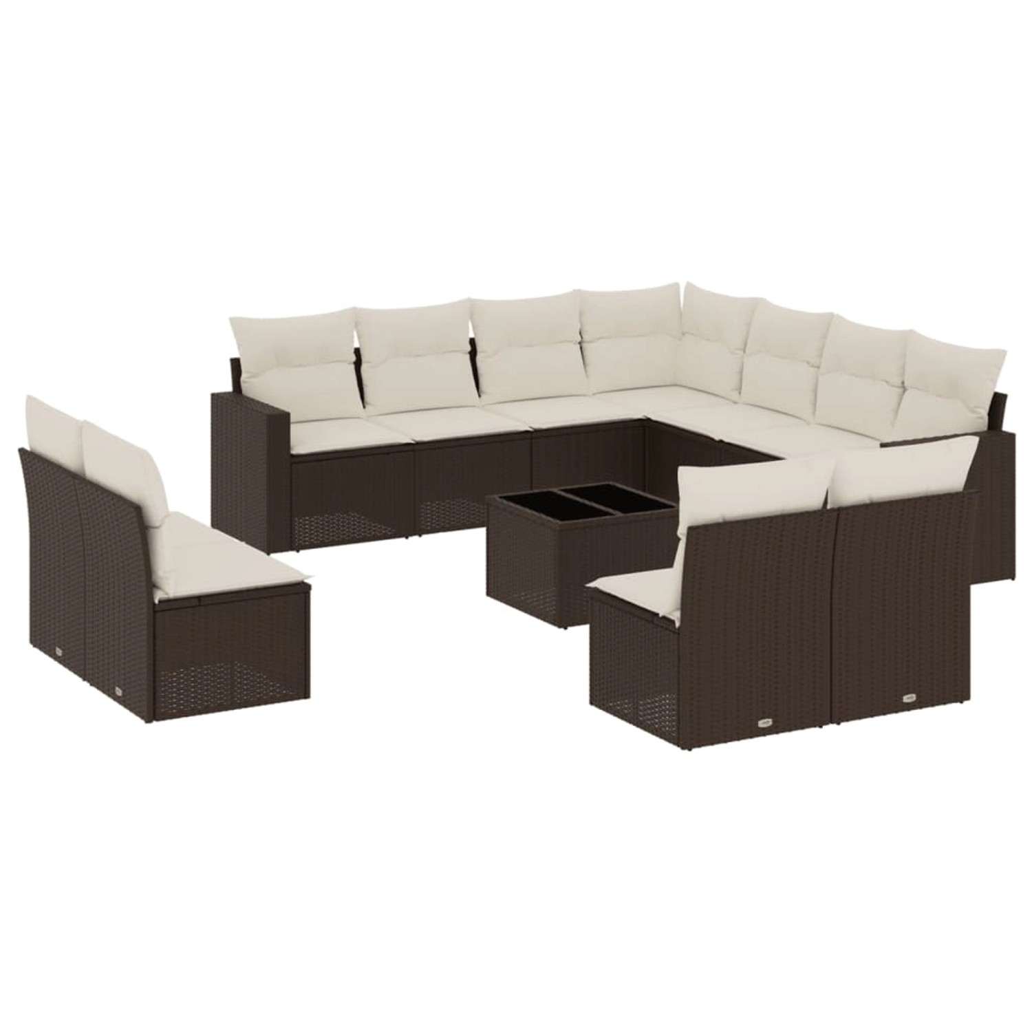 vidaXL 12-Tlg Garten-Sofagarnitur mit Kissen Braun Poly Rattan 3219133 günstig online kaufen